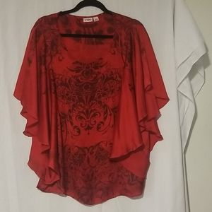 Red and black flowy shirt